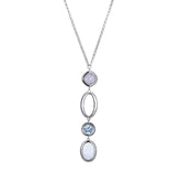 Silver Necklace with Opal, Topaz & Blue Lace Agate - 32 Inches
